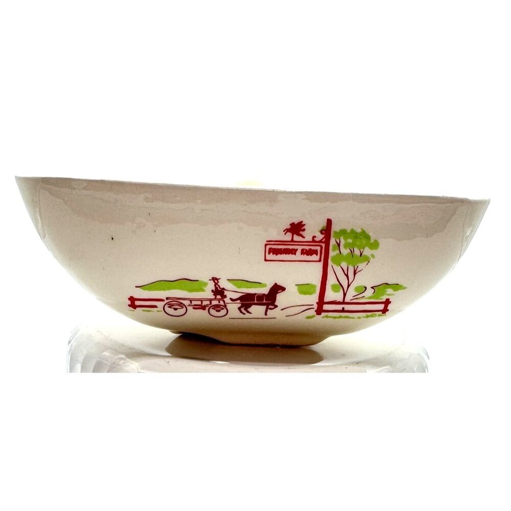 Vintage Carter Hoffman Farm Scene Triangular Ceramic Bowl